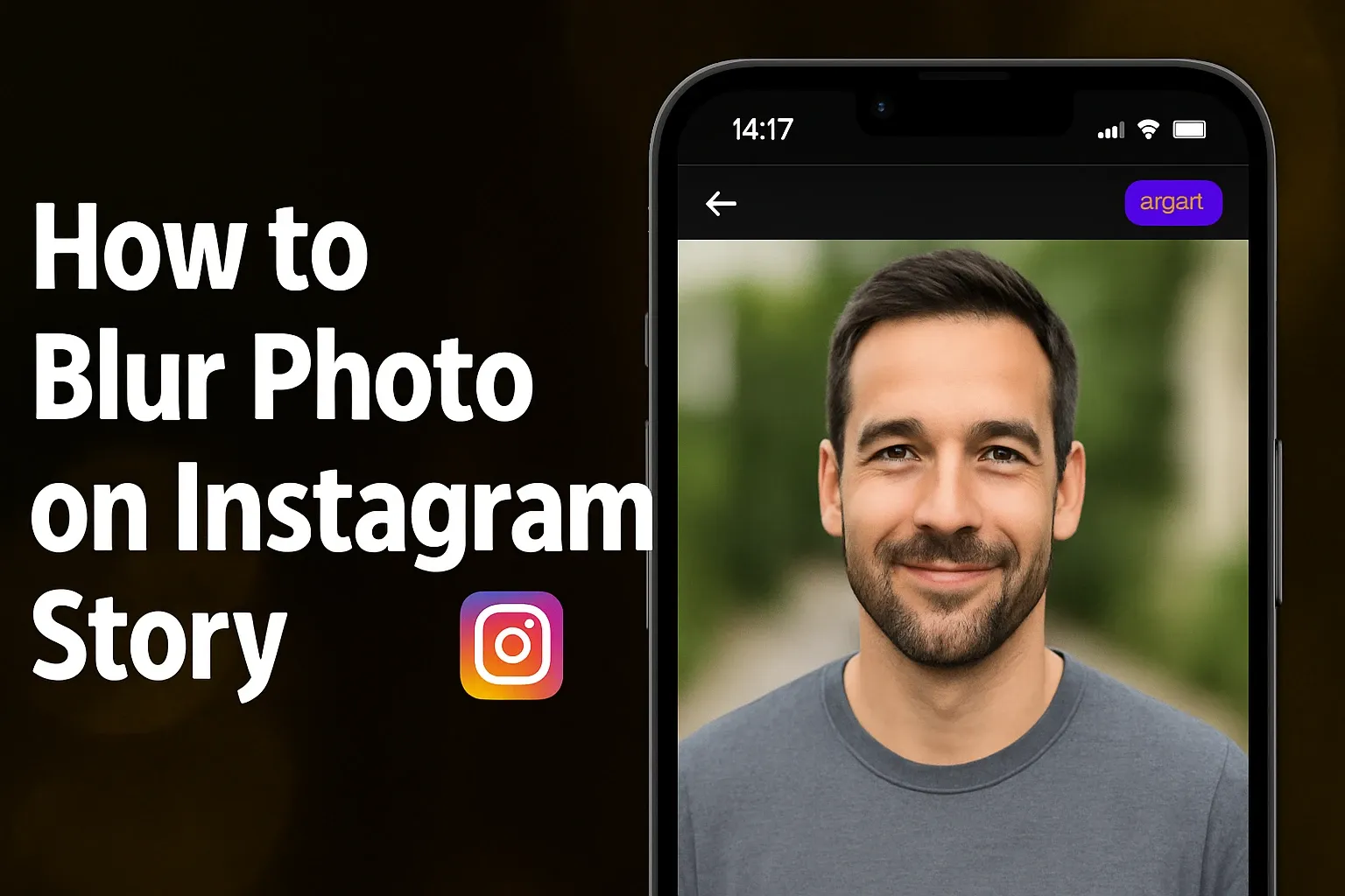 Illustration showing a tutorial on how to blur photo in Instagram Story using BlurMe